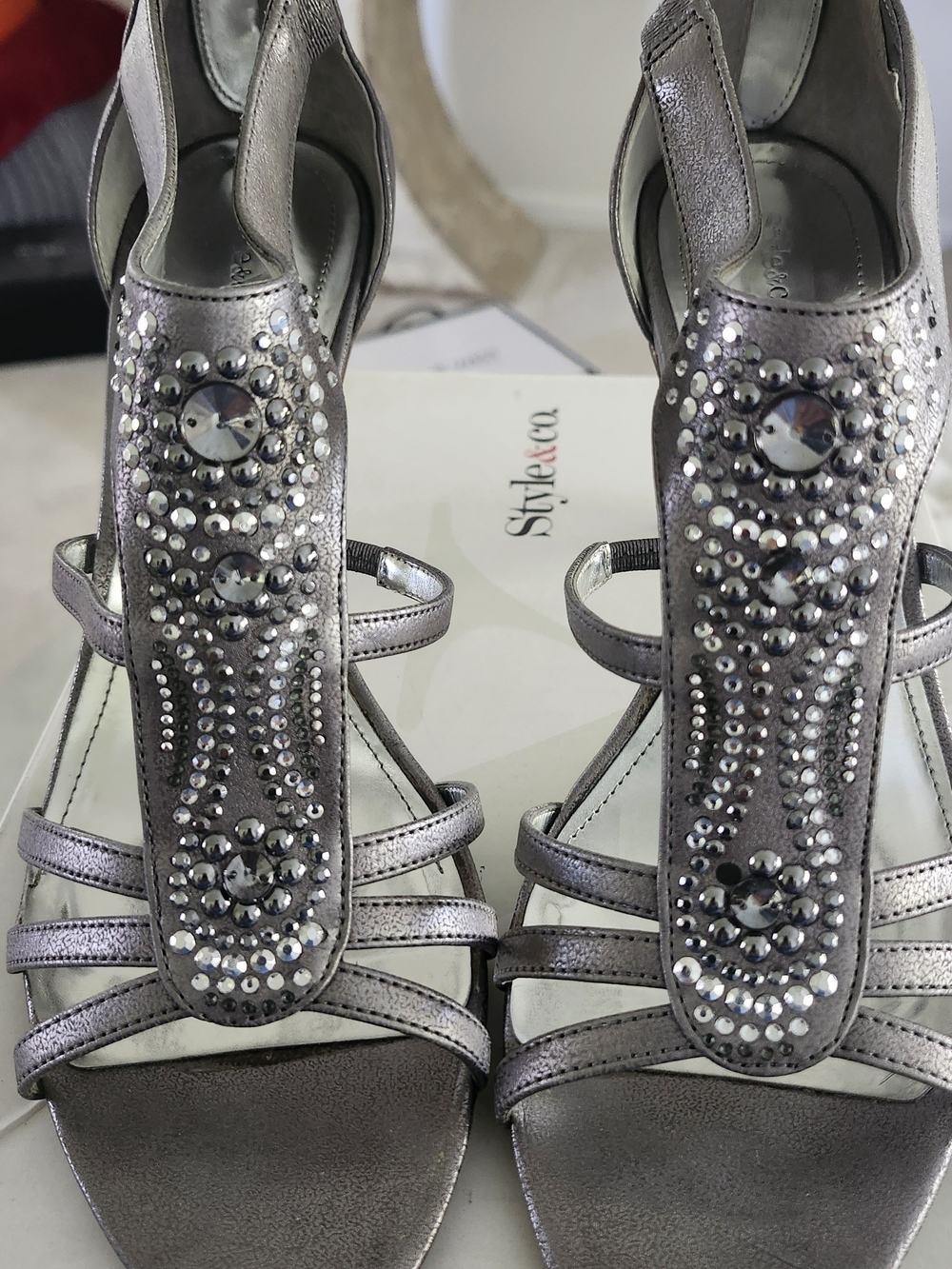 Style & Co. Women's Silver Embellished Strappy Sandals